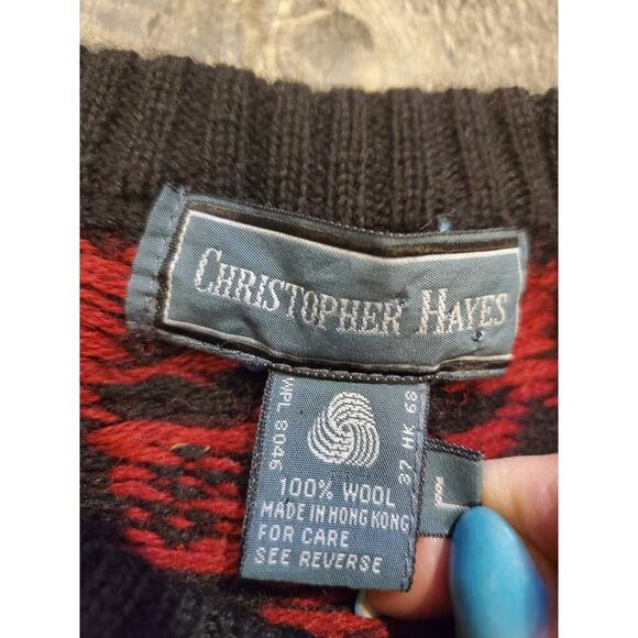 Christopher Hayes Vintage Wool Crewneck Intarsia? Sweater Large - Picture 2 of 6